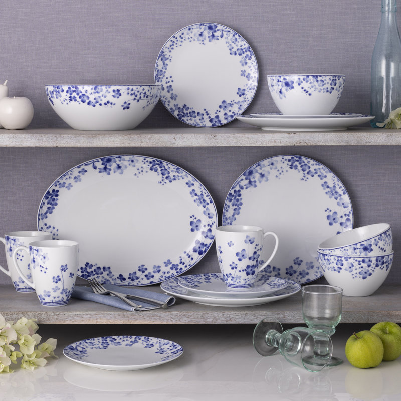 Noritake Bloomington Road Blue 30-Piece Dinnerware Set, Service